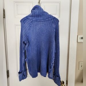 We The Free Just You Ribbed Turtleneck Size Large Blue Boho Free People